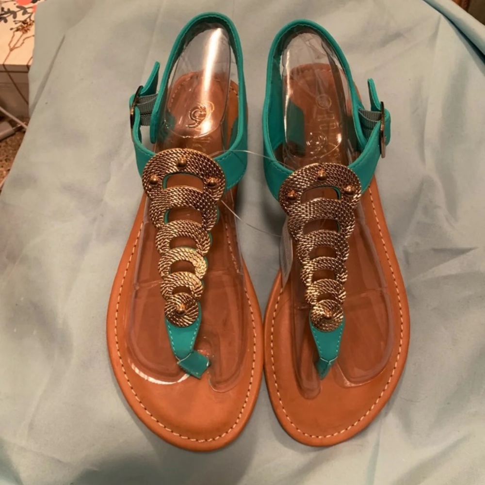 New teal sandals